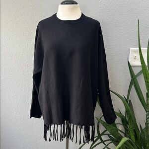 NWT Liverpool Black Fringe Hem Crew Sweater 2X